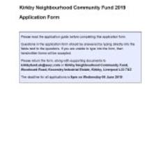 Kirkby Neighbourhood Community Fund 2019   Application form