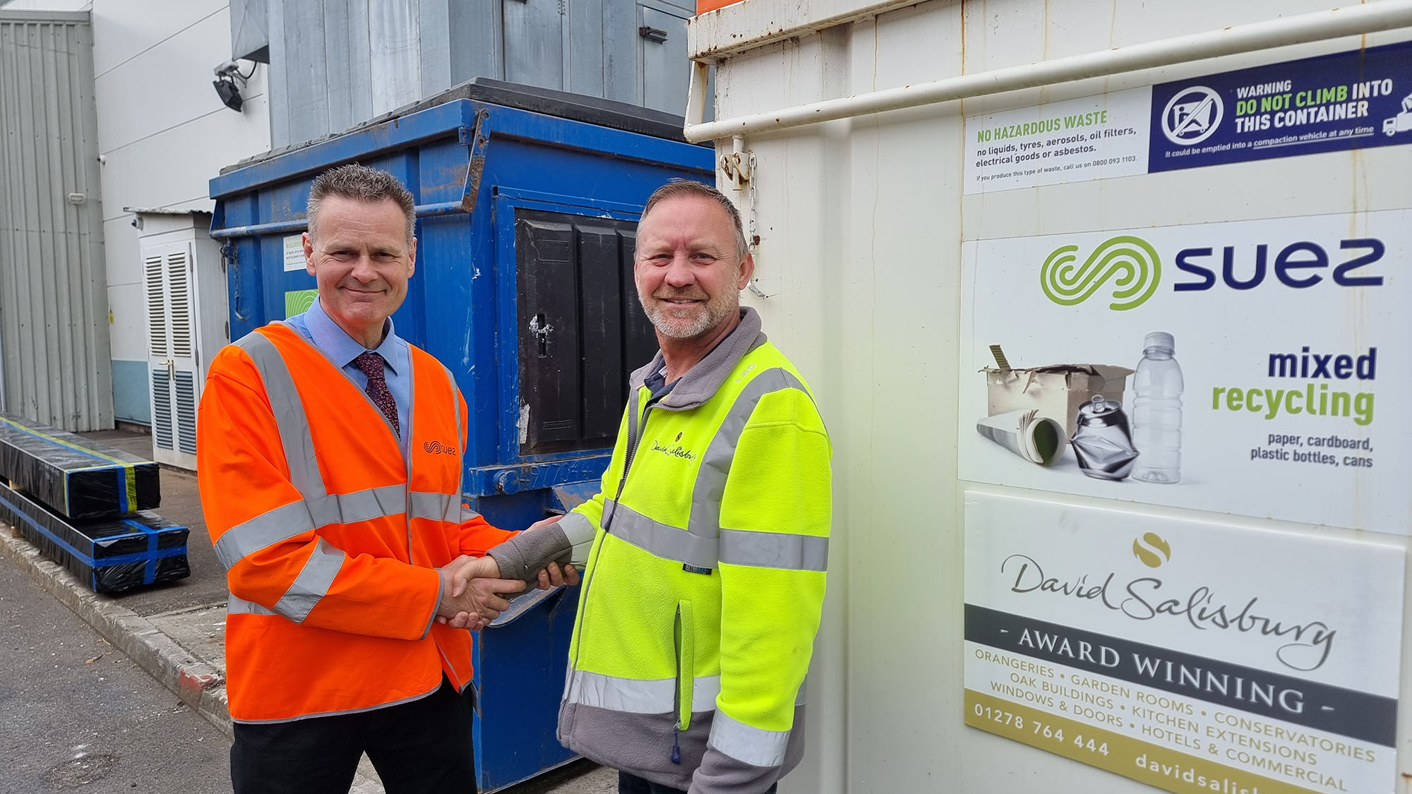 The power of partnership: Karl Whitfield, Field Sales Consultant for SUEZ recycling and recovery UK, with Stephen Carpenter, Head of Health & Safety and Environment for David Salisbury