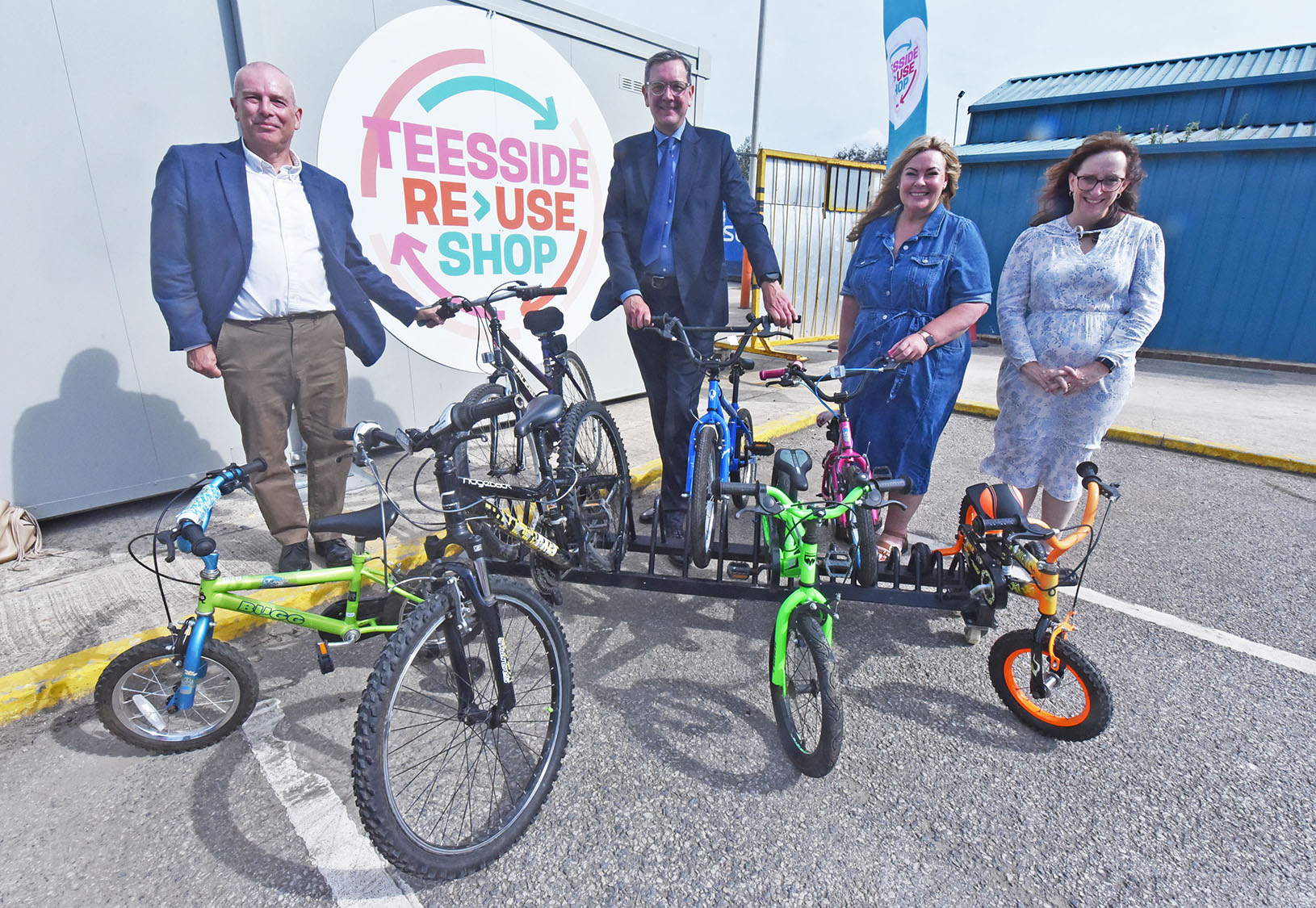 Councillors and SUEZ staff outside the Reuse Shop