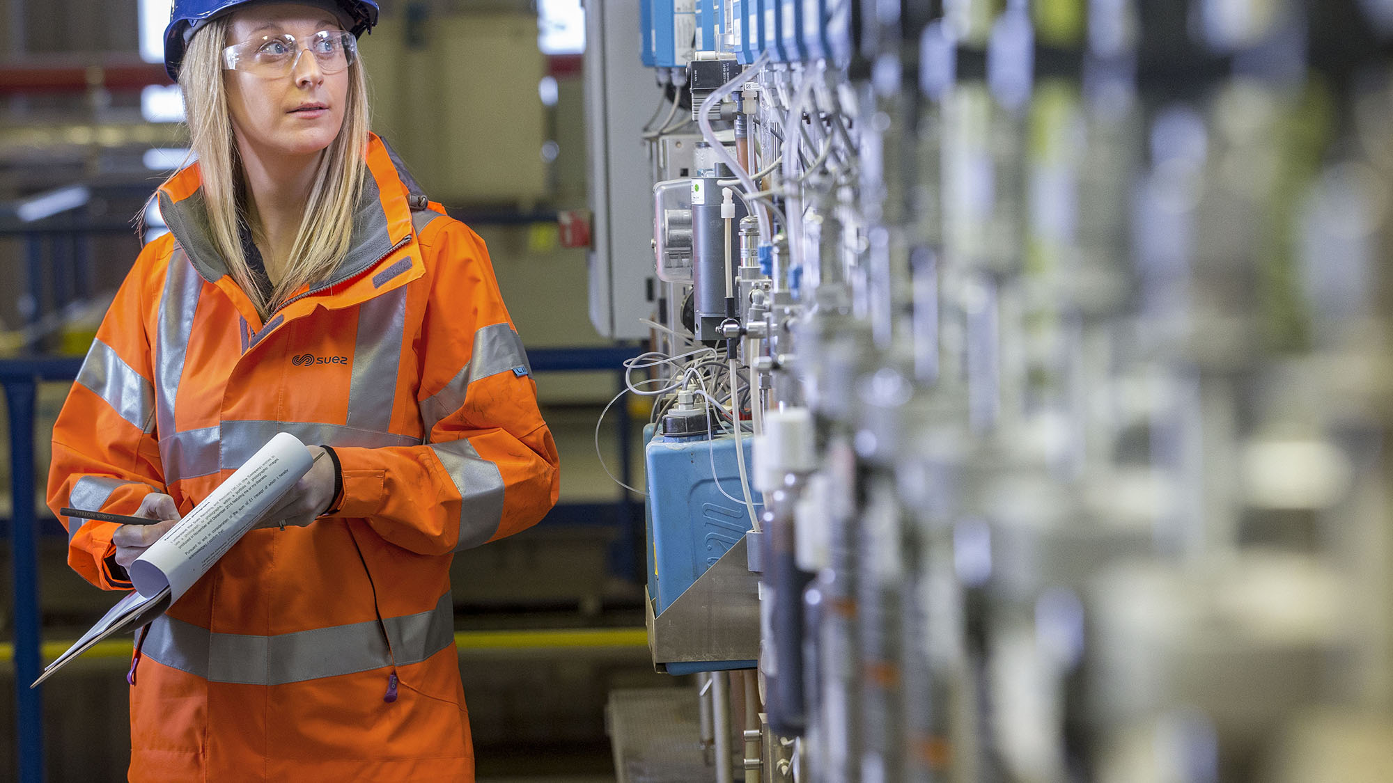 Employee carrying out checks at energy-from-waste facility