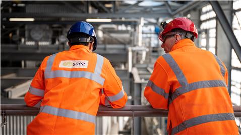 Two colleagues at Suffolk energy-from-waste facility