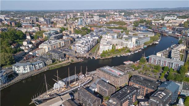 Aerial view of Bristol harbour