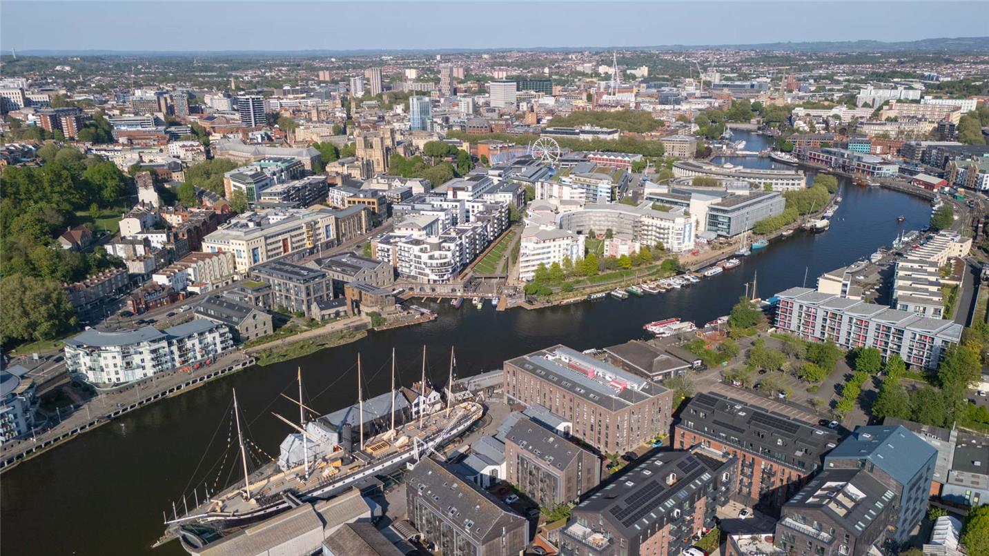 Aerial view of Bristol harbour