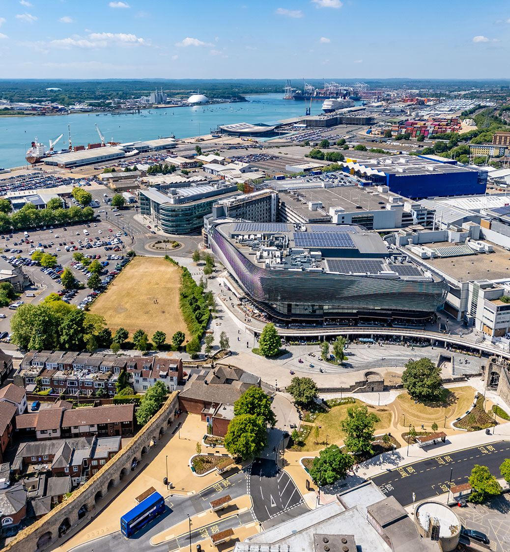 Southampton city centre and docks