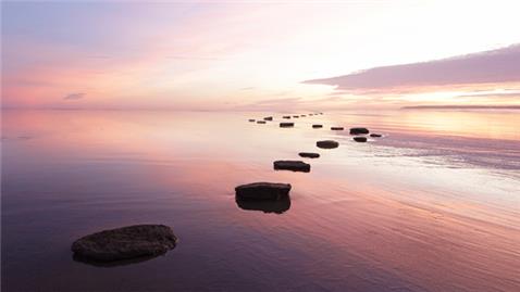 Stepping stones in the sea