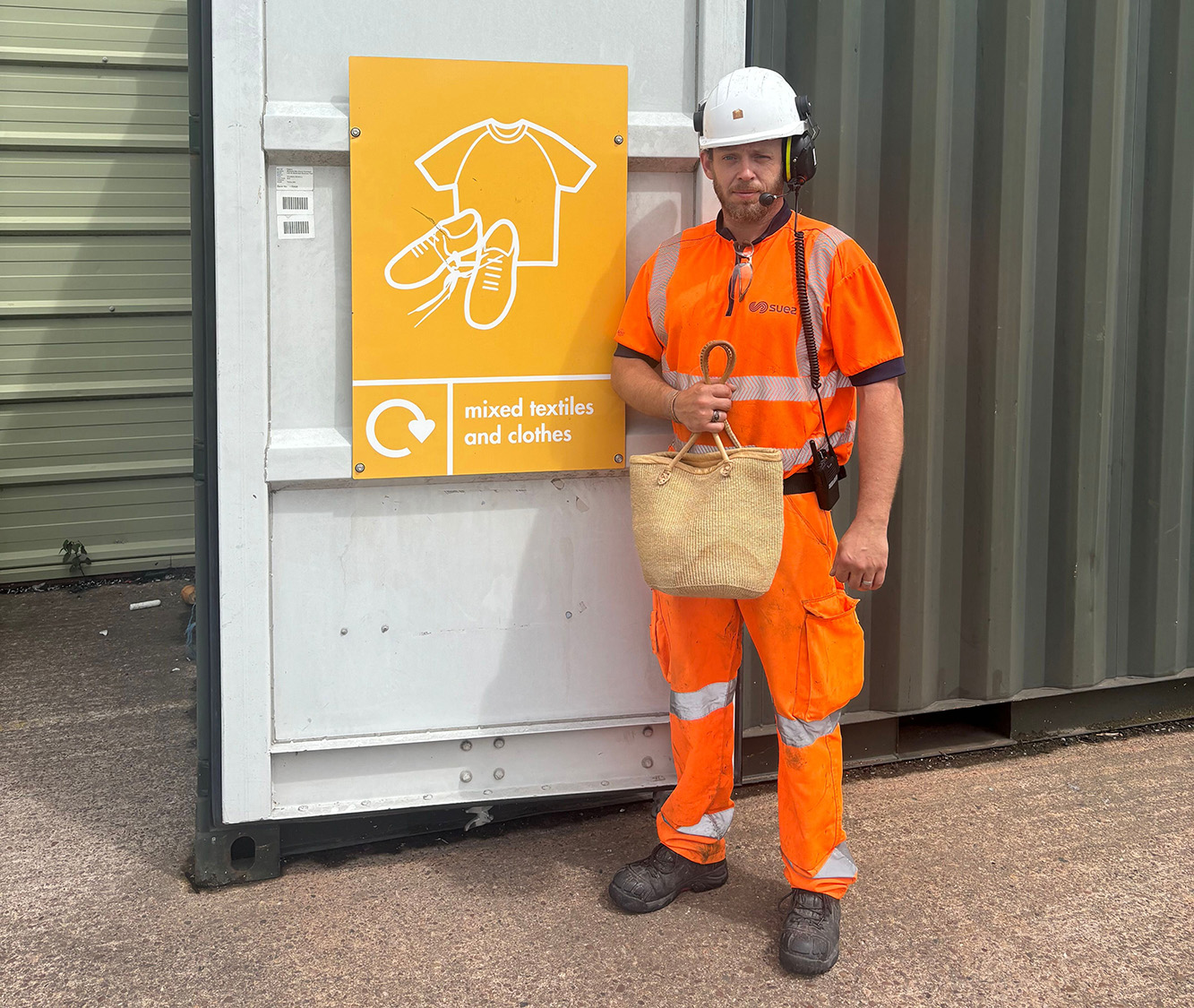 Mike with bag found at materials recycling facility in Exeter