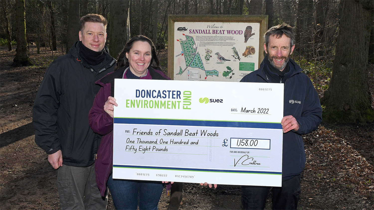 Cheque presentation Doncaster fund Friends of Sandall Beat Woods