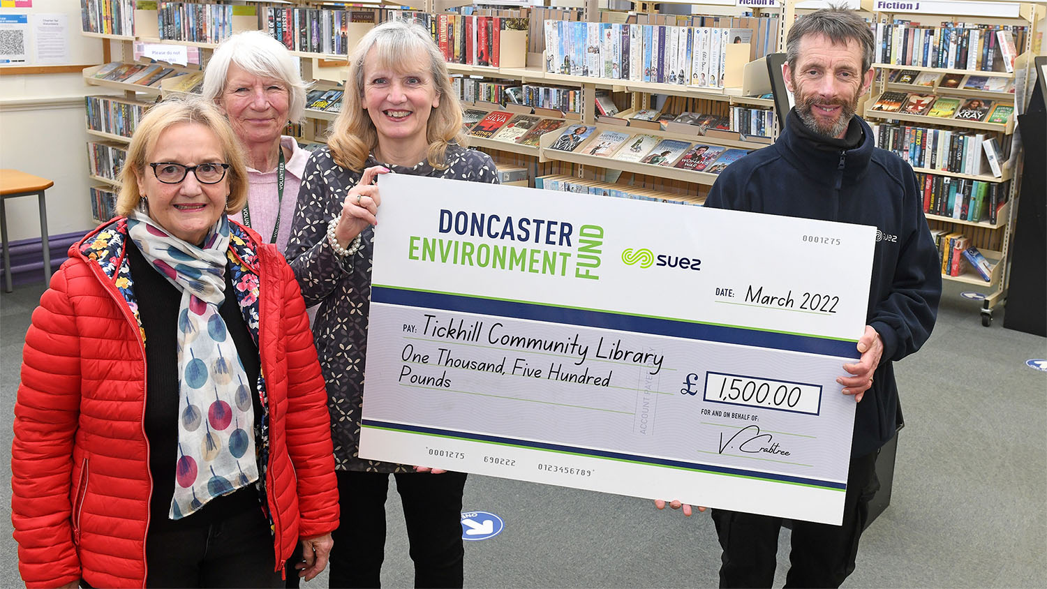 Cheque presentation Doncaster fund Tickhill Community Library