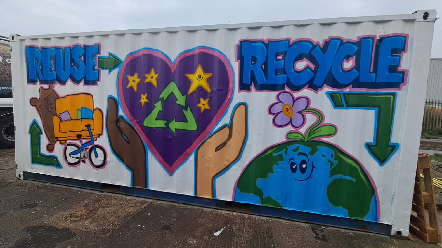 Artwork created by school children at Somerset reuse shop