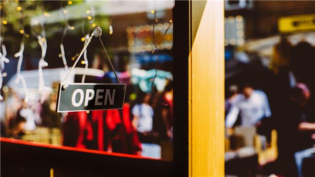 Business open sign in window