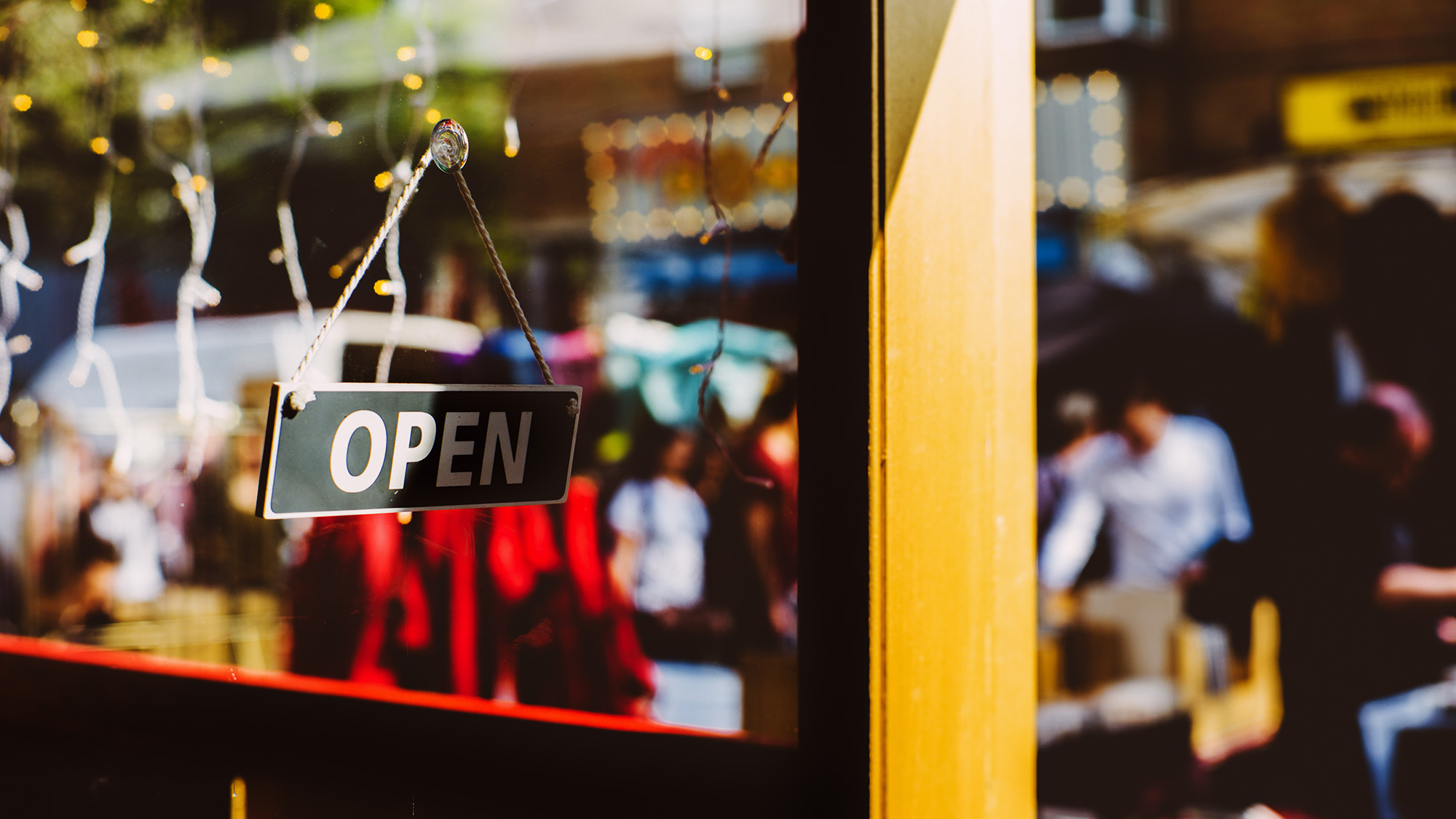 Business open sign in window