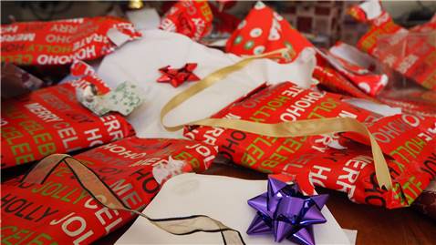 Discarded wrapping paper