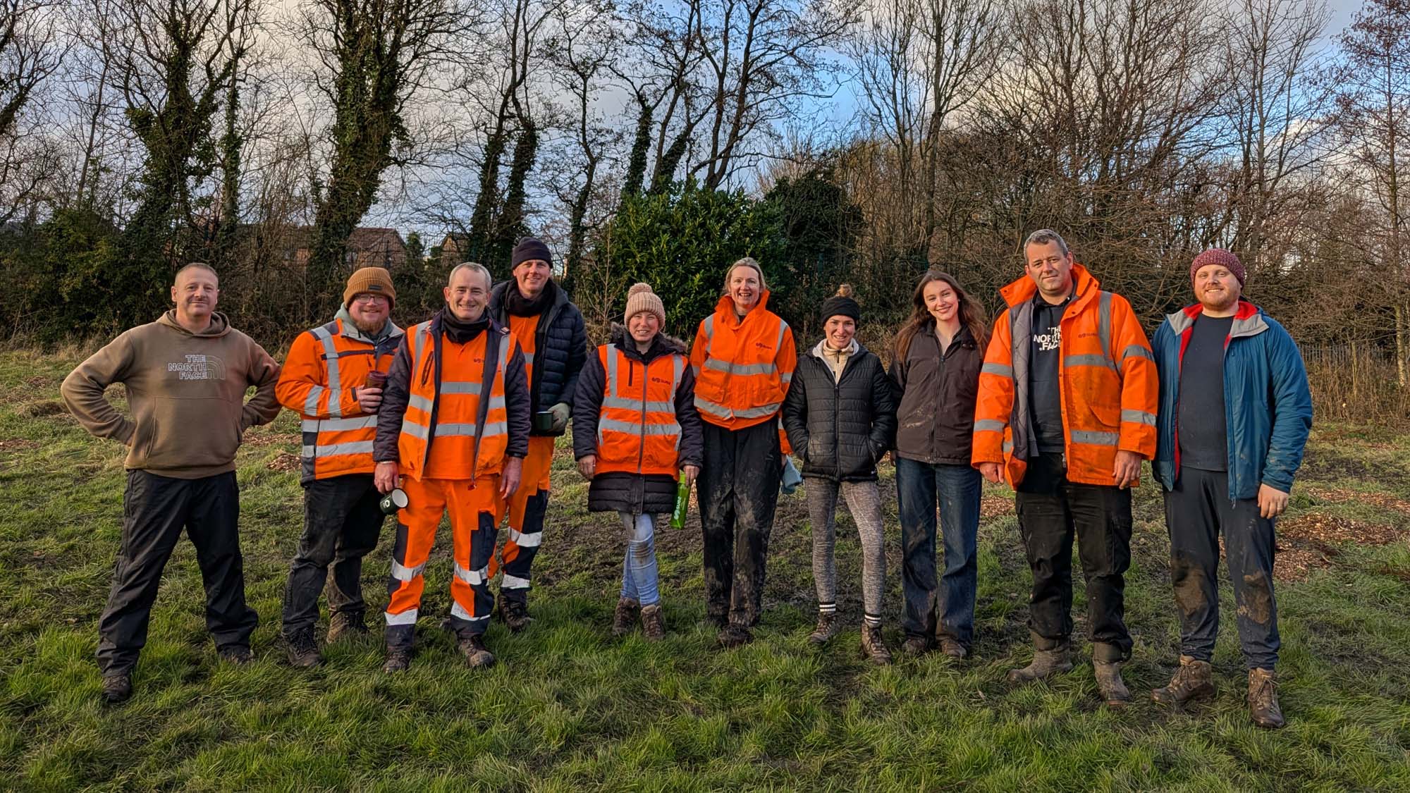SUEZ volunteers tree planting in Rochdale UK