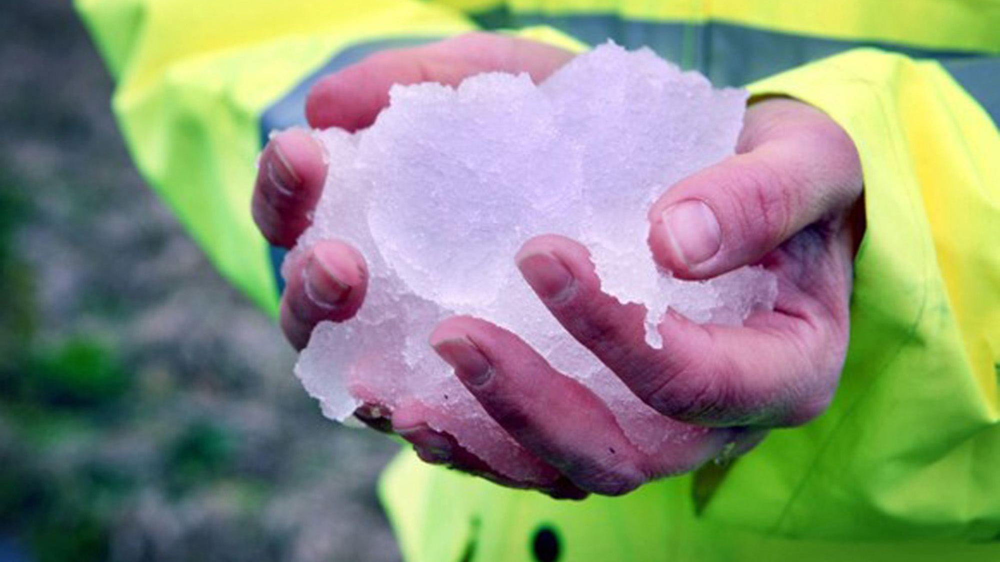 Ice in hands